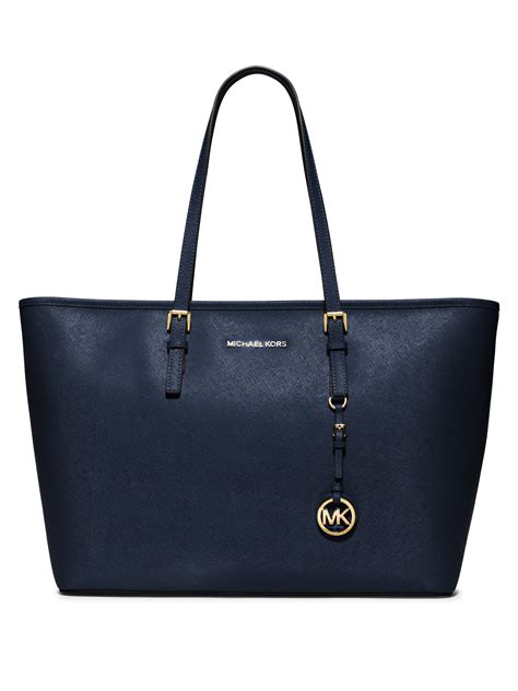 michael michael kors jet set medium travel tote navy|saffiano leather tote Michael Kors.